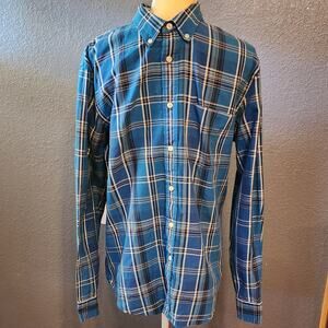Club Monaco Slim Fit Button Down Long Sleeve Open Plaid Flannel Shirt Shacket XL